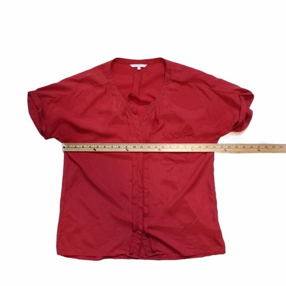 Cassis Orange Silk Blouse Size M - Picture 6 of 7